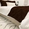 Amuze Bedding Queen Size 800 TC 5 Piece Pinch Pleated Bed Runner (1 Bed Runner + 4 Euro Shams) Chocolate Solid 100% Egyptian Cotton Soft Fade-Resistant Easy Care Decorative Bed Scarf view 3