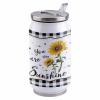 14oz Stainless Steel Tumbler with Lid & Straw-Double Wall Vacuum Insulated Travel Mug, Farmhouse Sunflowers Black and White Plaid Water Bottle Coffee Beverage Drinks Cup for Adults Kids view 1