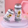 14oz Stainless Steel Tumbler with Lid & Straw-Double Wall Vacuum Insulated Travel Mug, Farmhouse Sunflowers Black and White Plaid Water Bottle Coffee Beverage Drinks Cup for Adults Kids view 4