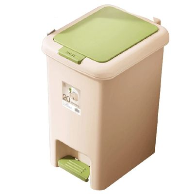 DFDFSFG Trash Can Step-On Pedal Trash CanRectangular Spring Top Garbage Can with LidLarge Plastic Garbage Bin for Bathroom Living Room Kitchen Wastebasket (Color : Beige)