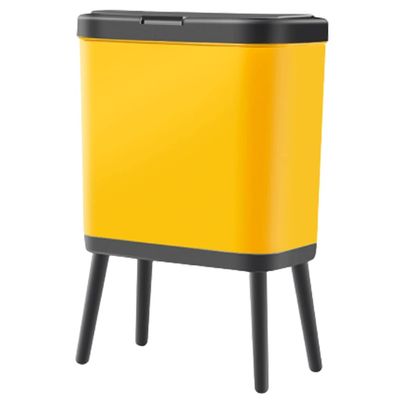 DFDFSFG Trash Can Small Rectangle Trash CanPlastic Garbage Can with Press-Type Sealed LidGarbage Bin for BathroomBedroomKitchenLiving Room Wastebasket (Color : Yellow)