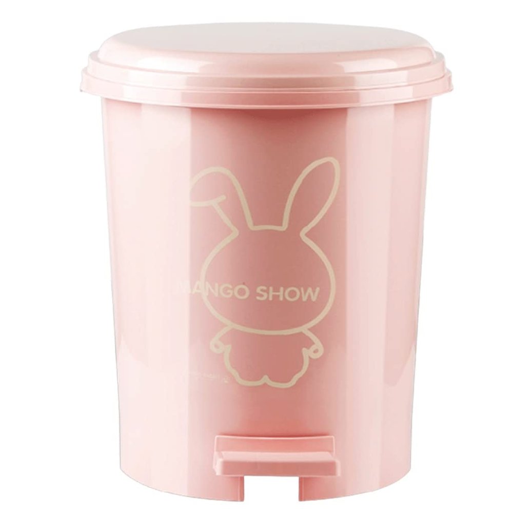 DFDFSFG Trash Can Pedal-Style Trash Can with Lid, Bedroom Garbage Can Soft Close, Small Garbage Bin, Round Cute Kitchen Office Bedroom Trash Can Wastebasket (Color : Pink)