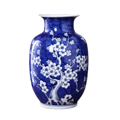 Chinese Blue and White Vase Antique Handmade Ceramic Flower Vase, Blue & White Porcelain Egg-Shell Porcelain Jar, Ideal Gift for Weddings, Party, Table, Living Room