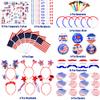 UMEELR 126Pcs Patriotic Party Supplies, 4th of July Party Accessories with Necklaces Headbands Shutter Glasses Flags Glow Sticks for 4th of July Independence Memorial Day Party Favor view 2