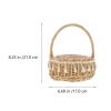 1pc Wedding Flower Girl Basket Woven Storage Basket W/handle and Ribbon for Farmhouse Wedding Table Centerpiece Rustic Courtyard Indoor (Small) view 3