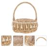 1pc Wedding Flower Girl Basket Woven Storage Basket W/handle and Ribbon for Farmhouse Wedding Table Centerpiece Rustic Courtyard Indoor (Small) view 4