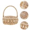 1pc Wedding Flower Girl Basket Woven Storage Basket W/Handle and Ribbon Wicker Rattan Flower Photo Props for Farmhouse Wedding Table Centerpiece Rustic Courtyard Indoor (Large) view 4