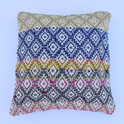 20''x20'' Embroidered Cushion Cover, Oriental Living Room Decor Cushion, Tribal Pillowcase, Decorative Throw Pillow, Vintage Charm Cushion Cover,Organic Wool Pillowcase, Hippie Decor