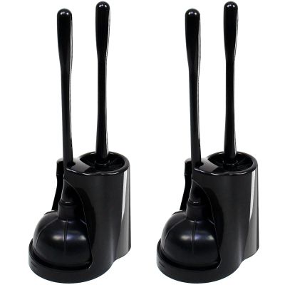 Casaphoria Toilet Plunger and Bowl Brush Combo for Bathroom Cleaning,Bathroom Accessories, Dark Black, 2 Sets