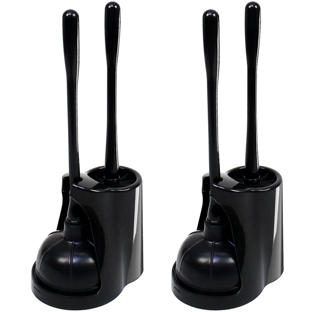 Casaphoria Toilet Plunger and Bowl Brush Combo for Bathroom Cleaning,Bathroom Accessories, Dark Black, 2 Sets