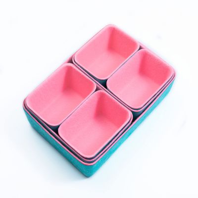 Desk Drawer Organizer, felt Drawer Organizers Foldable Drawer Dividers Separators Storage Container for Makeup, Jewelries, Utensils in Bedroom Dresser, Office and Kitchen(7pcs/Set ) (Hot Pink+Bule)