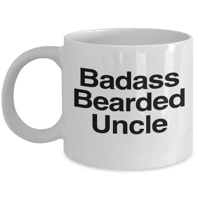 Badass Bearded Uncle Mug White Coffee Cup Funny Gift for Best Uncle Brother