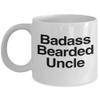 Badass Bearded Uncle Mug White Coffee Cup Funny Gift for Best Uncle Brother view 1