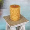 100% Beeswax Fleur De Lis Pillar Candle/Handmade USA/Pure All Natural Bees Wax/Honey Scent/French/fleur-de-lis view 1
