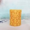 100% Beeswax Fleur De Lis Pillar Candle/Handmade USA/Pure All Natural Bees Wax/Honey Scent/French/fleur-de-lis view 2