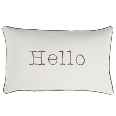 Sorra Home Trupedic Indoor/Outdoor Tan Lumbar Embroidered Pillow Hello