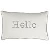 Sorra Home Trupedic Indoor/Outdoor Tan Lumbar Embroidered Pillow Hello view 1