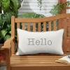 Sorra Home Trupedic Indoor/Outdoor Tan Lumbar Embroidered Pillow Hello view 2