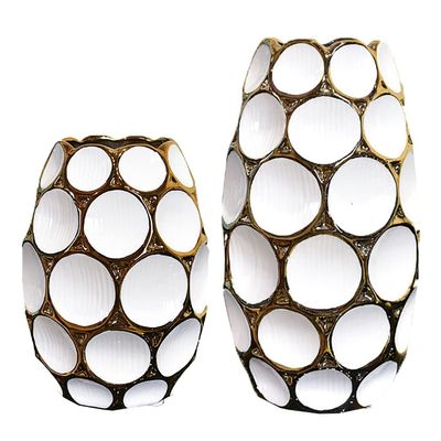 Ceramic Vases for Decor Modern, Nordic Personalized Honeycomb Flower Vase, Decorative Vase Table Vase for Artificial Flower, for Bedroom Living Room Home Decor (Color : White A+B)