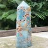 WGPHDW Meditation Home Decor, 1pc 900-1300g Natural Caribbean Calcite Crystal Hexagon Wand Single Point Sky Blue Healing Stone Tower for Decoration Gifts,Natural Crystal (Size : 1100-1300g) view 1