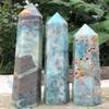 WGPHDW Meditation Home Decor, 1pc 900-1300g Natural Caribbean Calcite Crystal Hexagon Wand Single Point Sky Blue Healing Stone Tower for Decoration Gifts,Natural Crystal (Size : 1100-1300g) view 3