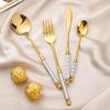 Flatware Set Silverware Set Gold 18/10 Stainless Steel Cutlery Set 8 Pieces Modern Handle Party Hotel Use Wedding Wedding Festival Party Home Kitchen Gift Service for 2 view 2