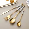 Flatware Set Silverware Set Gold 18/10 Stainless Steel Cutlery Set 8 Pieces Modern Handle Party Hotel Use Wedding Wedding Festival Party Home Kitchen Gift Service for 2 view 3