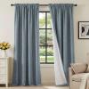 H.VERSAILTEX Linen Look 100% Blackout Curtains 95 Inches Long for Bedroom Full Light Blocking Rod Pocket Linen Textured Thick Window Curtain Drapes with White Backing, Stone Blue, 2 Panels view 1