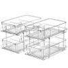 2 Set, 2 Tier Clear Organizer with Dividers for Cabinet, Shlef, Counter - MultiUse Slide-Out Storage Container - Kitchen, Pantry, Medicine Cupboard Bins, Bathroom, Vanity Makeup, Under Sink Organizing view 1