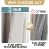 H.VERSAILTEX Linen Look 100% Blackout Curtains 95 Inches Long for Bedroom Full Light Blocking Rod Pocket Linen Textured Thick Window Curtain Drapes with White Backing, Stone, 2 Panels view 3