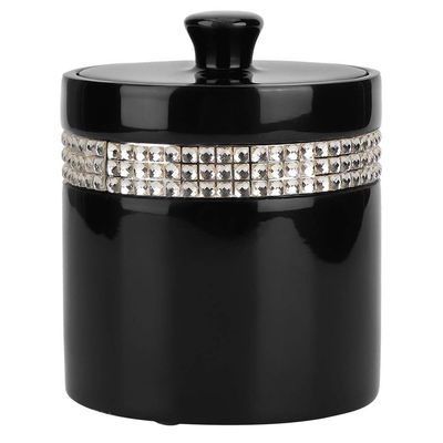 HEIDI4EVER Small Resin Cotton Swab Toothpick Box Holder container Storage organizer Container with Lid dustproof makeup organizer 11x8. 5cm Black