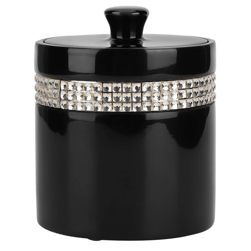 HEIDI4EVER Small Resin Cotton Swab Toothpick Box Holder container Storage organizer Container with Lid dustproof makeup organizer 11x8. 5cm Black