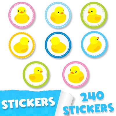 Cute Cartoon Little Yellow Duck Labels Stickers Animals Farm Theme Decor for Ducky Duck Princess Bday Birthday Party Photography Decorations Supplies 240 PCS Photo Booth Props