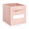 artsdi 11 Inch Storage Cube,Storage bin,cube storage (Set of 10) Foldable Fabric Cube Storage Bins with 10 Labels Window Cards & a Pen,Baskets Containers for Shelves,Closet Organizers Box,Pink view 3