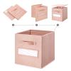 artsdi 11 Inch Storage Cube,Storage bin,cube storage (Set of 10) Foldable Fabric Cube Storage Bins with 10 Labels Window Cards & a Pen,Baskets Containers for Shelves,Closet Organizers Box,Pink view 4