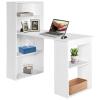 COSTWAY White Computer Desk with Shelves, 48 Study Writing Desk with 6-Tier Storage Shelves, Reversible Study Workstation w/Wide Base for Home, Office & Dorm, Easy Assembly view 1