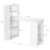 COSTWAY White Computer Desk with Shelves, 48 Study Writing Desk with 6-Tier Storage Shelves, Reversible Study Workstation w/Wide Base for Home, Office & Dorm, Easy Assembly view 3