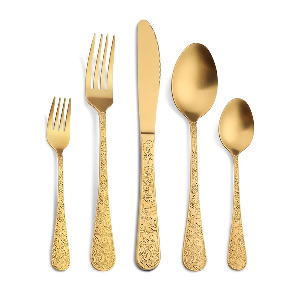 30 Piece Silverware Set For 6, Stainless Steel Silverware Set, Modern Imperial Flatware Set, Include Knife/Fork/Spoon & Long Teaspoon/Salad Fork Dishwasher Safe Cutlery Carving