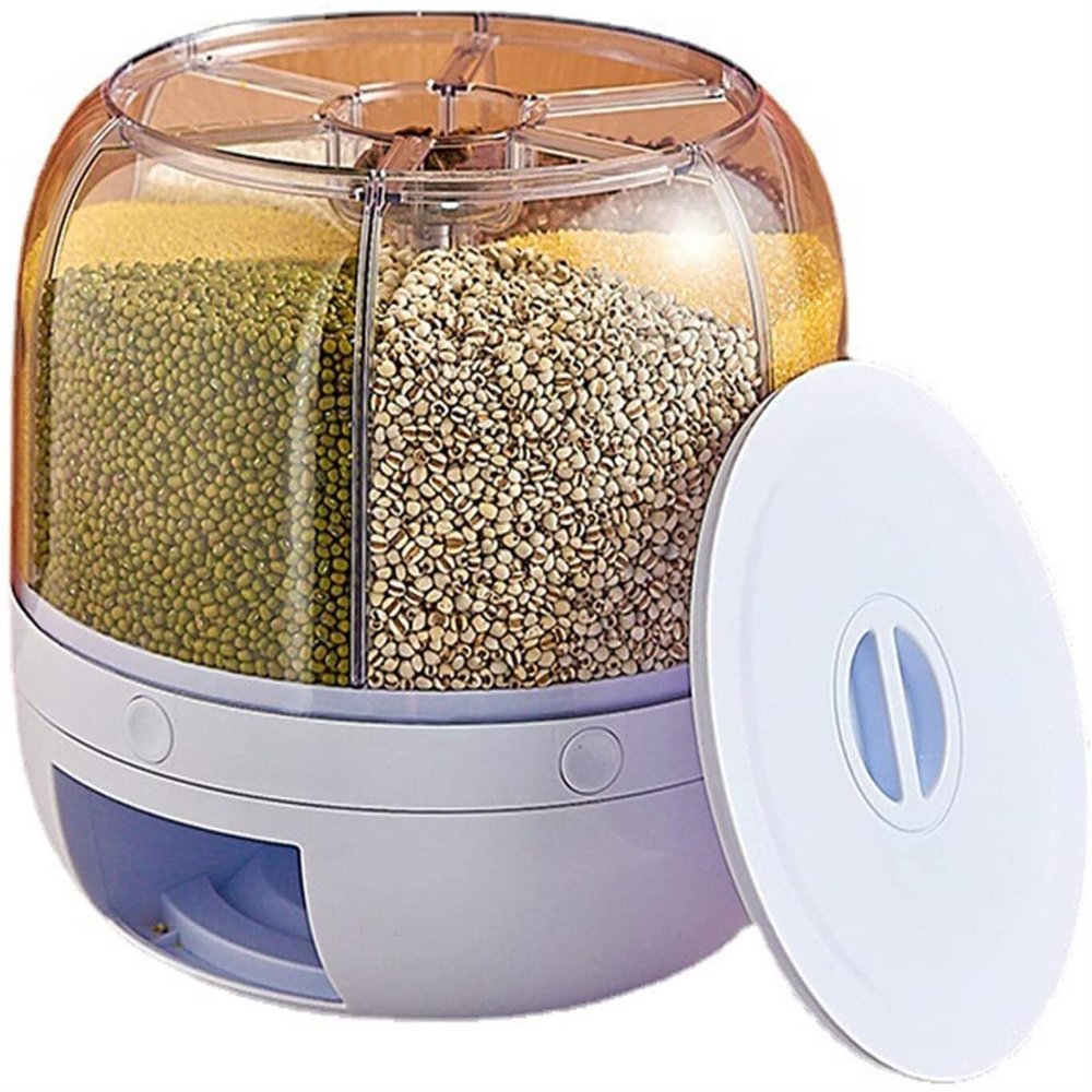 6 Grids Rice Kitchen Storage Containers Pantry Storage Container Airtight Food Storage Containers Food Containers With Lids Airtight,Can Put 10kg/ 22lb