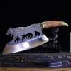Meat Cleaver,Butcher knife 9'' Handmade Forged Chinese Chef Knife Meat Cleaver Slaughter Sharp Figured Vegetable Cutter Kitchen Cooking Tools (Color : A) view 1