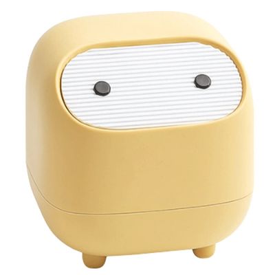 DFDFSFG Trash Can Mini Trash Can with LidDesk Small Garbage Can OfficePlastic Press-Type Garbage Bin for Bathroom Vanity, Desktop, Office Wastebasket (Color : Yellow)
