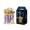 Silverware Set, 24PCS Upscale Dinnerware Stainless Steel Cutlery Set Knife Fork Coffee Spoon Tableware Set With Luxury Storage Rack (Color : Purple Gold) view 1