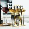 Silverware Set, 24PCS Upscale Dinnerware Stainless Steel Cutlery Set Knife Fork Coffee Spoon Tableware Set With Luxury Storage Rack (Color : Purple Gold) view 2