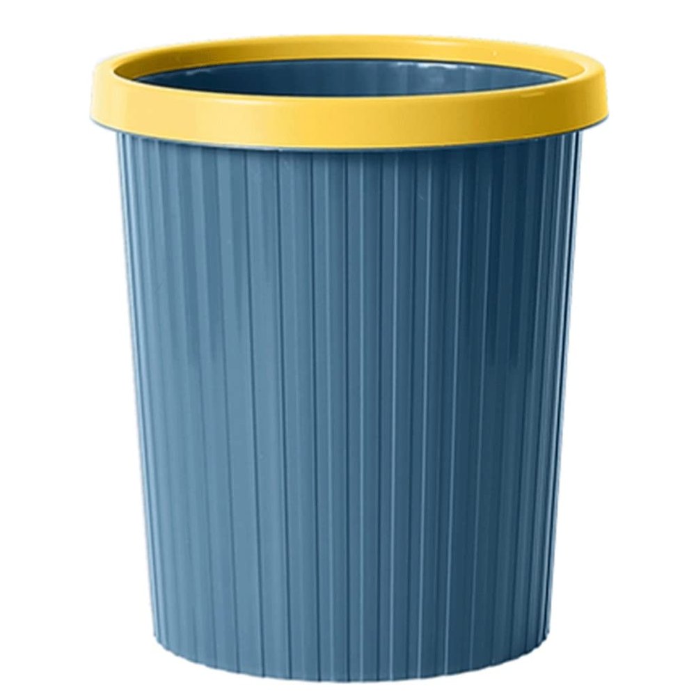 DFDFSFG Trash Can Trash Can Without CoverShatter-Resistant Creative Striped Garbage CanThick Garbage Bin for Kitchen Living Room Bathroom Wastebasket (Color : Large-Blue)