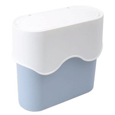 DFDFSFG Trash Can Slim Trash Can with LidRectangle Plastic Push-Button Dual Compartment Dry and Wet Sorting Garbage Can8L Recycling Garbage Bin Wastebasket (Color : Blue)