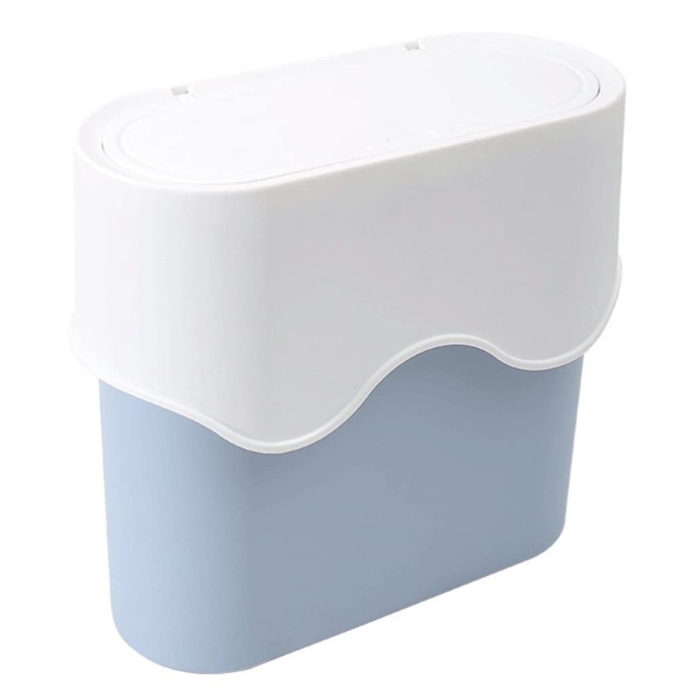 DFDFSFG Trash Can Slim Trash Can with LidRectangle Plastic Push-Button Dual Compartment Dry and Wet Sorting Garbage Can8L Recycling Garbage Bin Wastebasket (Color : Blue)