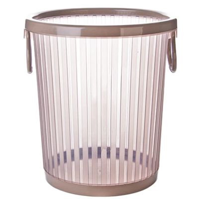 DFDFSFG Trash Can Striped Trash Can Without LidNordic Transparent Plastic Pressure Ring Garbage CanCreative Kitchen Garbage Bin with Handle Design Wastebasket (Color : Large-Pink)
