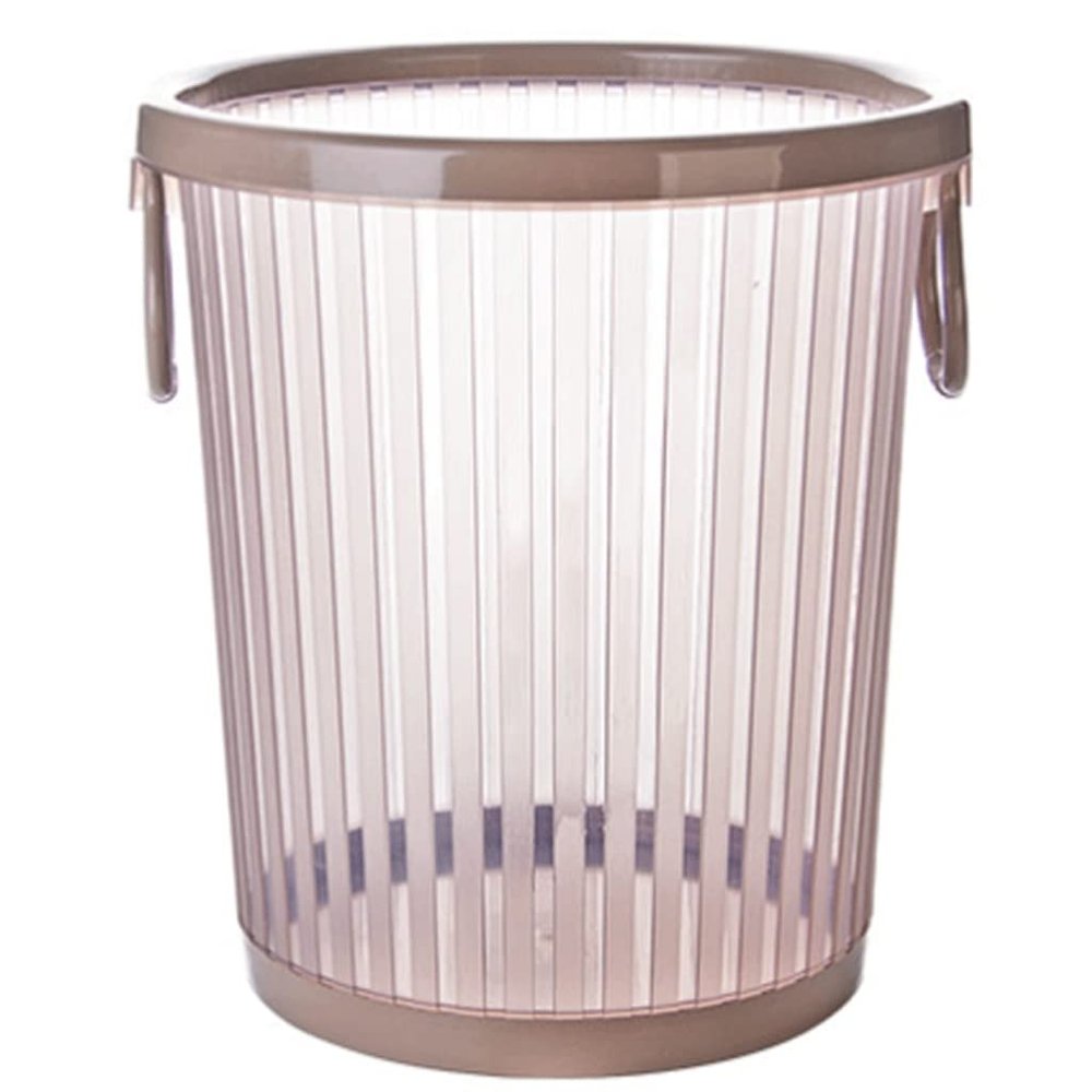 DFDFSFG Trash Can Striped Trash Can Without LidNordic Transparent Plastic Pressure Ring Garbage CanCreative Kitchen Garbage Bin with Handle Design Wastebasket (Color : Large-Pink)