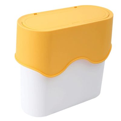 DFDFSFG Trash Can Slim Trash Can with LidRectangle Plastic Push-Button Dual Compartment Dry and Wet Sorting Garbage Can8L Recycling Garbage Bin Wastebasket (Color : Yellow)