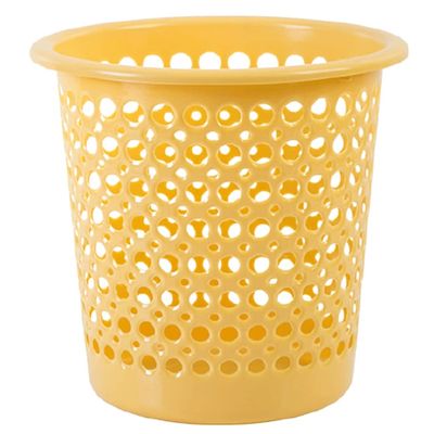 DFDFSFG Trash Can Hollow Trash Can Without LidPlastic Colorful Garbage BinSmall Round Garbage Can for KitchenBedroomLiving RoomBathroom Wastebasket (Color : Yellow)